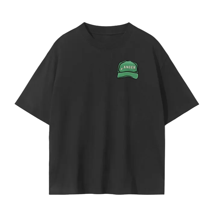 White crew neck t-shirt with a graphic print of a cartoonish ranger with a hat, surrounded by abstract designs and text that reads 'only you can prevent slow play" The t-shirt displays a relaxed fit design with a drop shoulder.