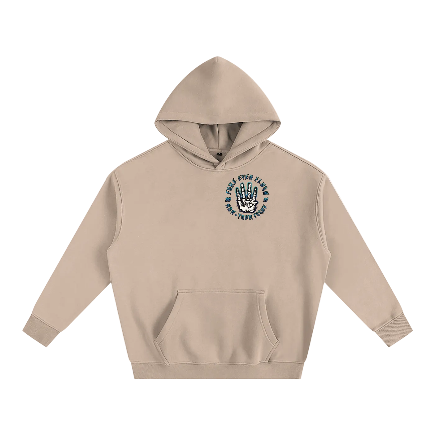 A white hooded sweatshirt with 'The Eye of the Fly' logo on the front and 'GRIT CITY' text on the sleeve.